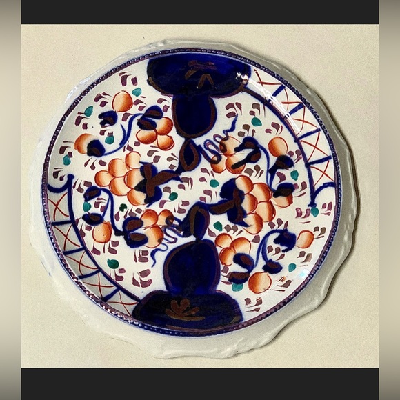 Rare Fenton Gaudy Welsh Oyster Buddha Pattern Scalloped Biscuit Plate Tray - Picture 5 of 10